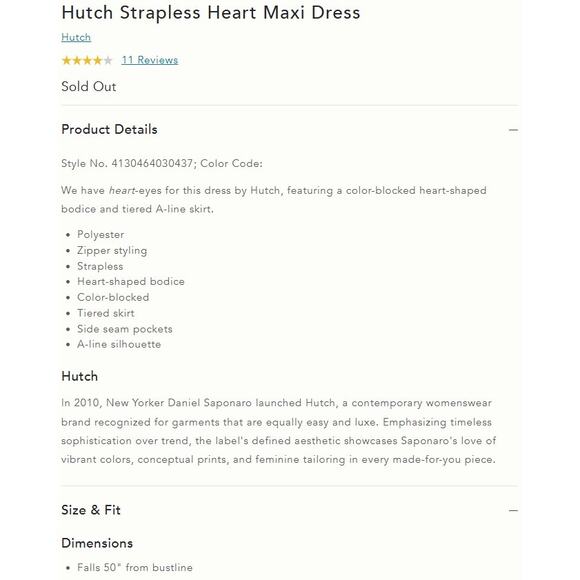 Anthropologie HUTCH Strapless Heart Maxi Dress in Red Pink Size US 10 NWT $218 - Picture 5 of 6